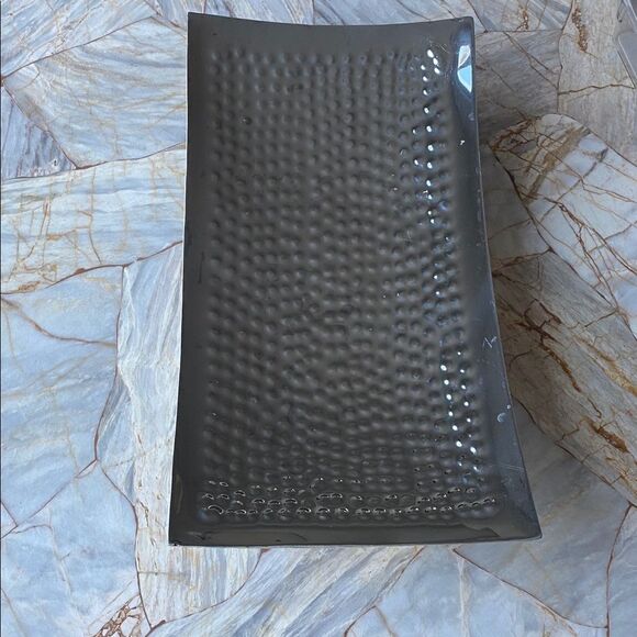 Rectangular Textured Gray Tray - Picture 1 of 8